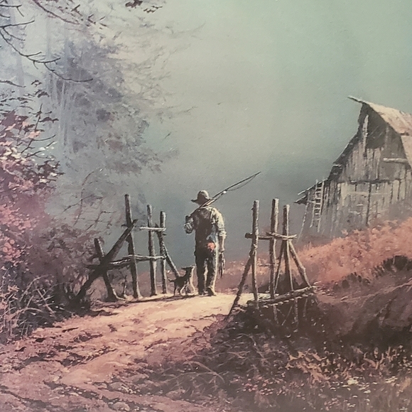 Ted Blaylock prints. Set of 2. Vintage. Fisherman and dog / deer - Picture 5 of 7